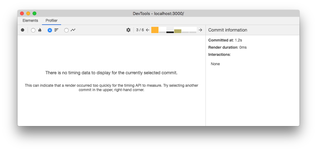 No timing data to display for the selected commit